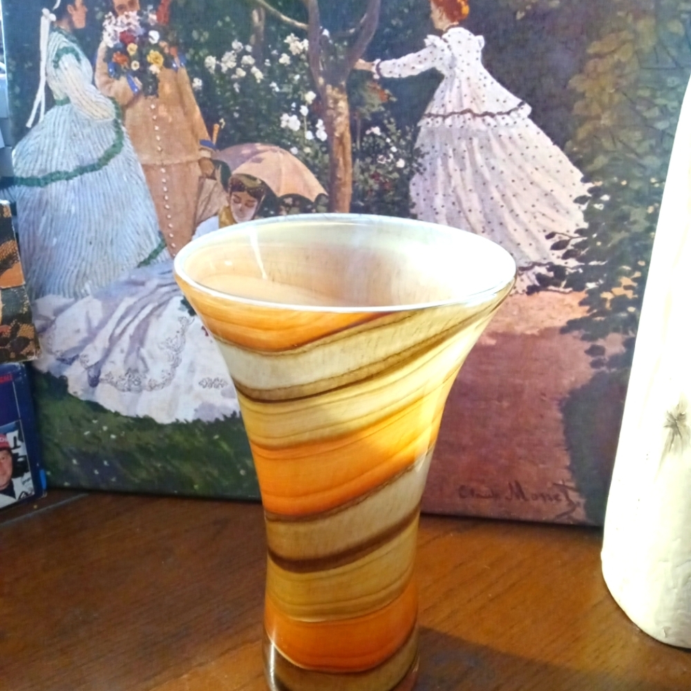 Teleflora Vintage Amber&Brown Glass Vase,Size 8.5"×5",Like 🆕 Nice Gift 🎁